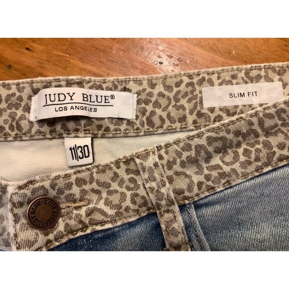 Judy Blue Jeans Size 11/30 H/R Slim Fit Ankle Stretchy Leopard/Camo Jungle - Picture 5 of 10